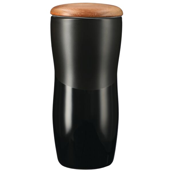 Reno Double Wall Ceramic Tumbler w/Wood Lid 10oz Thumbnail